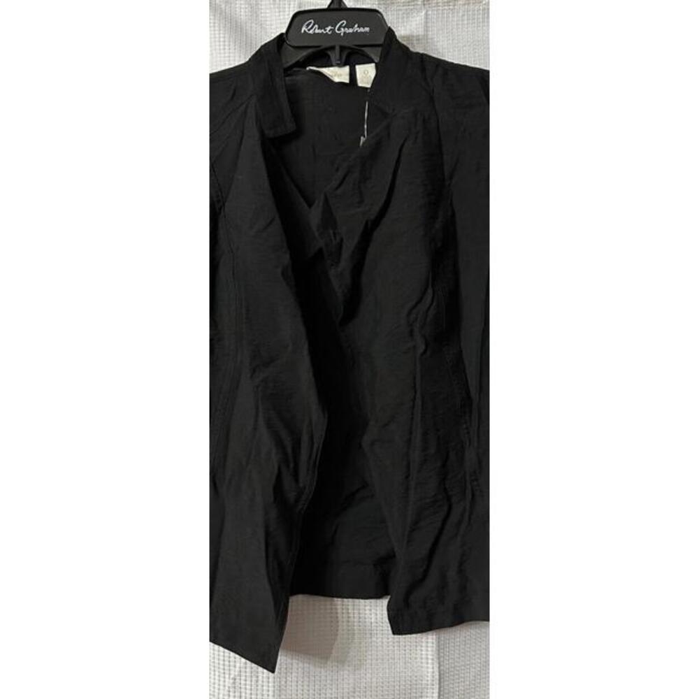 NWT Chicos Womens Long Sleeve Black Open Front Moto Jacket Lightweight Size 0 - Picture 3 of 12